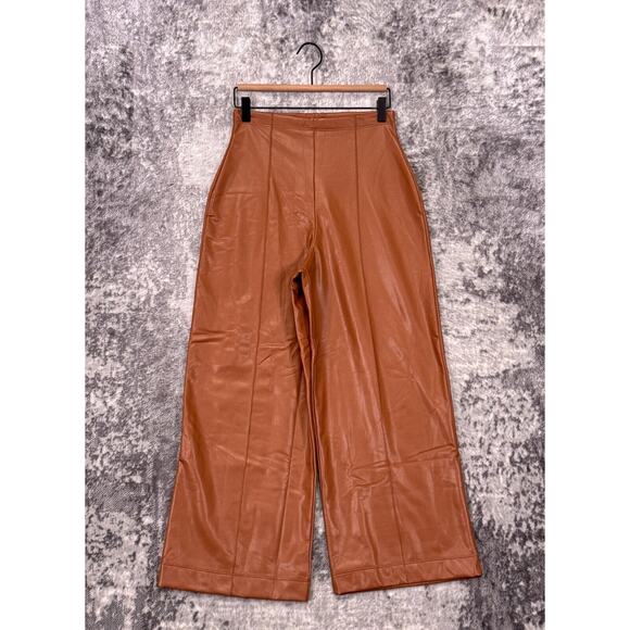 Ripley Rader Pants - New Ripley Rader Pants 3 / US M Womens Camel Vegan Leather Straight Leg Cropped